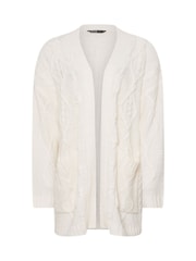 Yours Curve White Cable Shawl Cardigan - Image 6 of 6