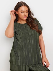 Yours Curve Green Limited Plisse Top - Image 1 of 5