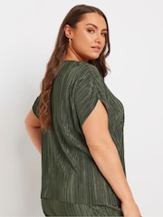 Yours Curve Green Limited Plisse Top - Image 3 of 5