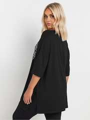 Yours Curve Black Heart Embellished T-Shirt - Image 3 of 5