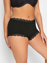 Yours Curve Black Lace Trim 100% Cotton Shorts 4 Pack - Image 2 of 3
