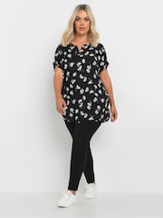 Yours Curve Black Notch Neck Top - Image 2 of 5