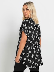 Yours Curve Black Notch Neck Top - Image 3 of 5