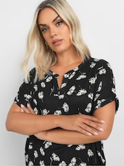 Yours Curve Black Notch Neck Top - Image 4 of 5
