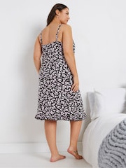 Yours Curve Black Micro Heart 100% Cotton Chemise - Image 2 of 5