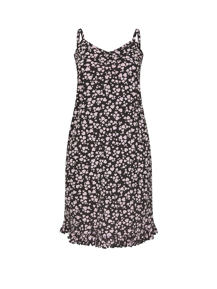 Yours Curve Black Micro Heart 100% Cotton Chemise - Image 5 of 5