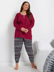 Yours Curve Blue Cuffed 100% Cotton Pyjamas Pant - Image 2 of 5