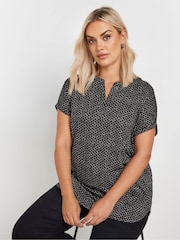 Yours Curve Black Notch Neck Top - Image 1 of 5