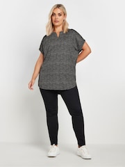 Yours Curve Black Notch Neck Top - Image 2 of 5
