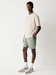 Sage Green Stretch Cotton Elasticated Waist Shorts - Image 3 of 9