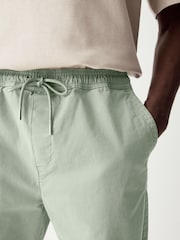 Sage Green Stretch Cotton Elasticated Waist Shorts - Image 4 of 9