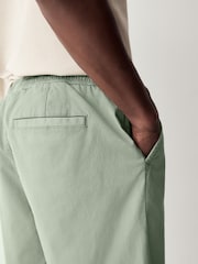 Sage Green Stretch Cotton Elasticated Waist Shorts - Image 5 of 9