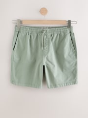 Sage Green Stretch Cotton Elasticated Waist Shorts - Image 6 of 9