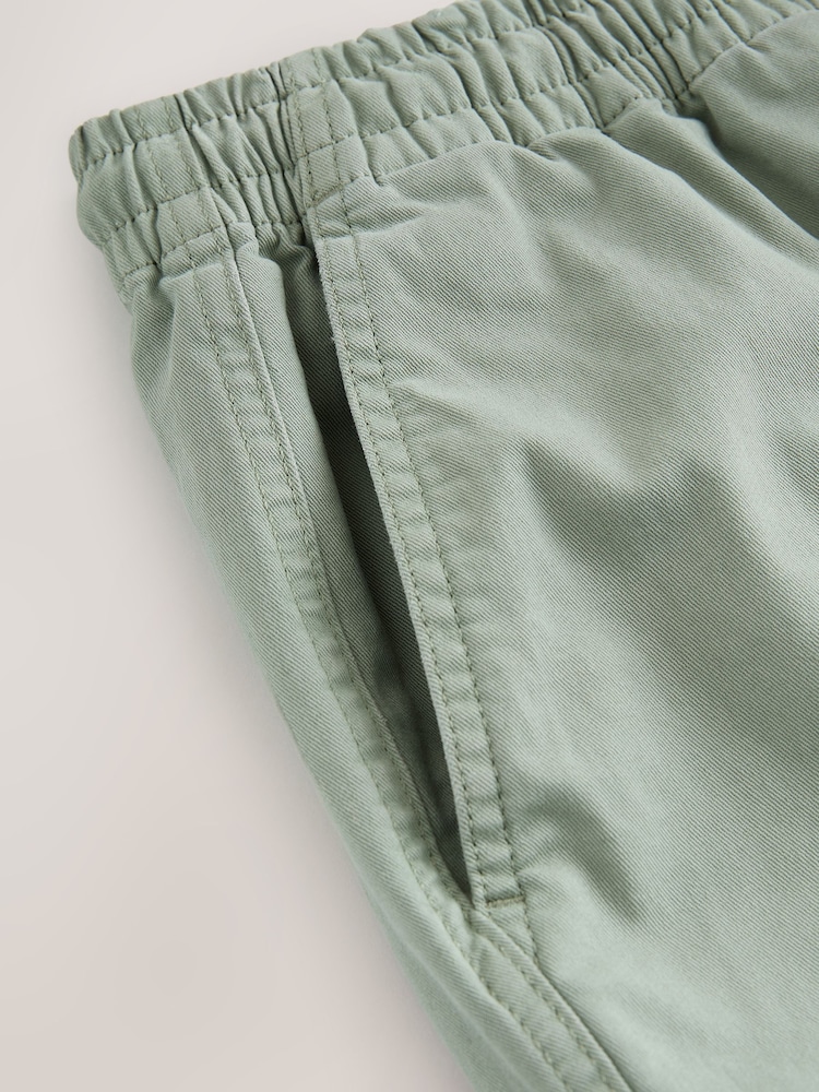Sage Green Stretch Cotton Elasticated Waist Shorts - Image 9 of 9