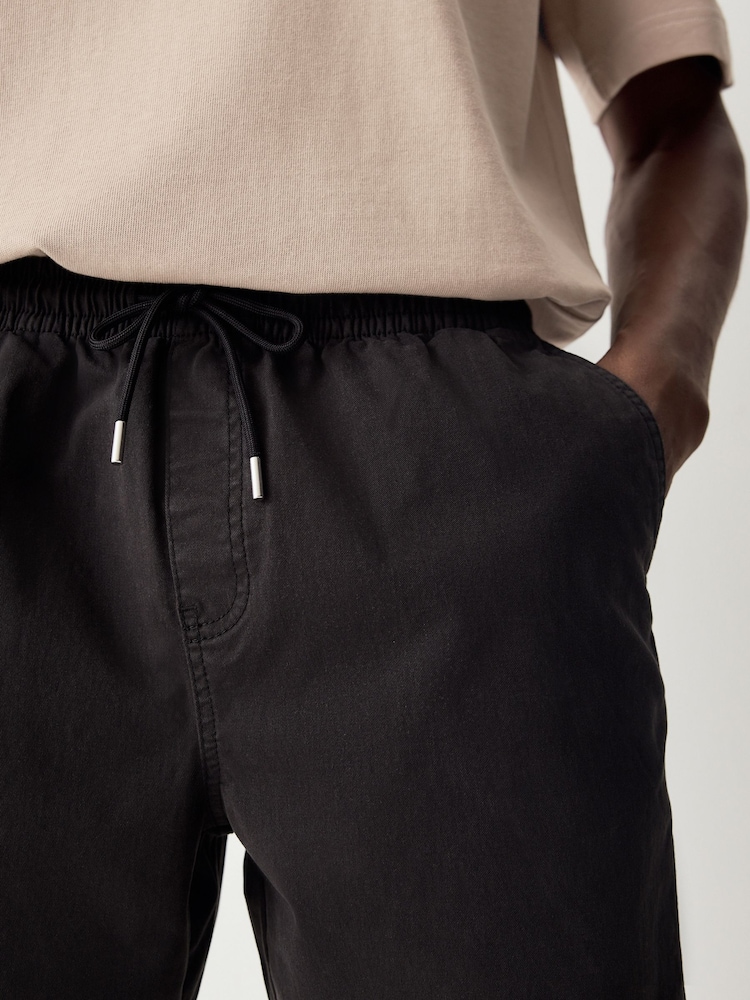 Black Stretch Cotton Elasticated Waist Shorts - Image 4 of 9