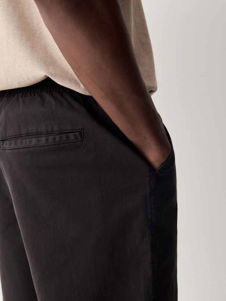 Black Stretch Cotton Elasticated Waist Shorts - Image 5 of 9