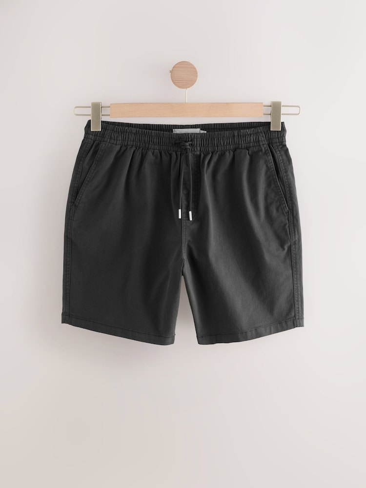 Black Stretch Cotton Elasticated Waist Shorts - Image 6 of 9
