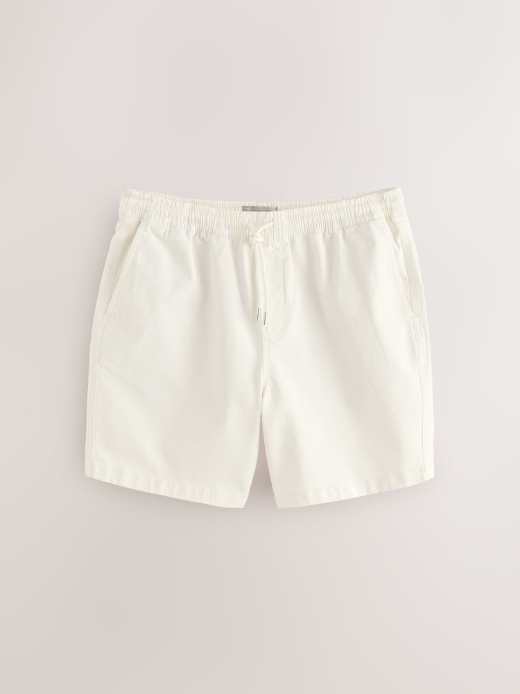 écru - Short à taille élastique en coton stretch - Image 6 of 10