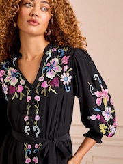 Love & Roses Black Floral Embroidered Dress - Image 2 of 4