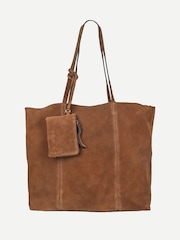 Off The Hook Tan Brown Lauryn Shopper Suede Tote Bag - Image 1 of 5