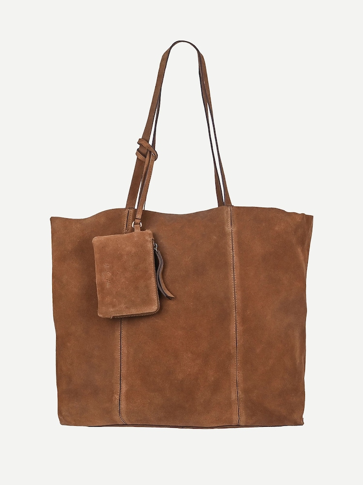 Off The Hook Tan Brown Lauryn Shopper Suede Tote Bag - Image 1 of 5