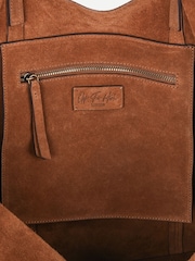Off The Hook Tan Brown Lauryn Shopper Suede Tote Bag - Image 4 of 5