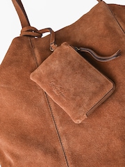 Off The Hook Tan Brown Lauryn Shopper Suede Tote Bag - Image 5 of 5
