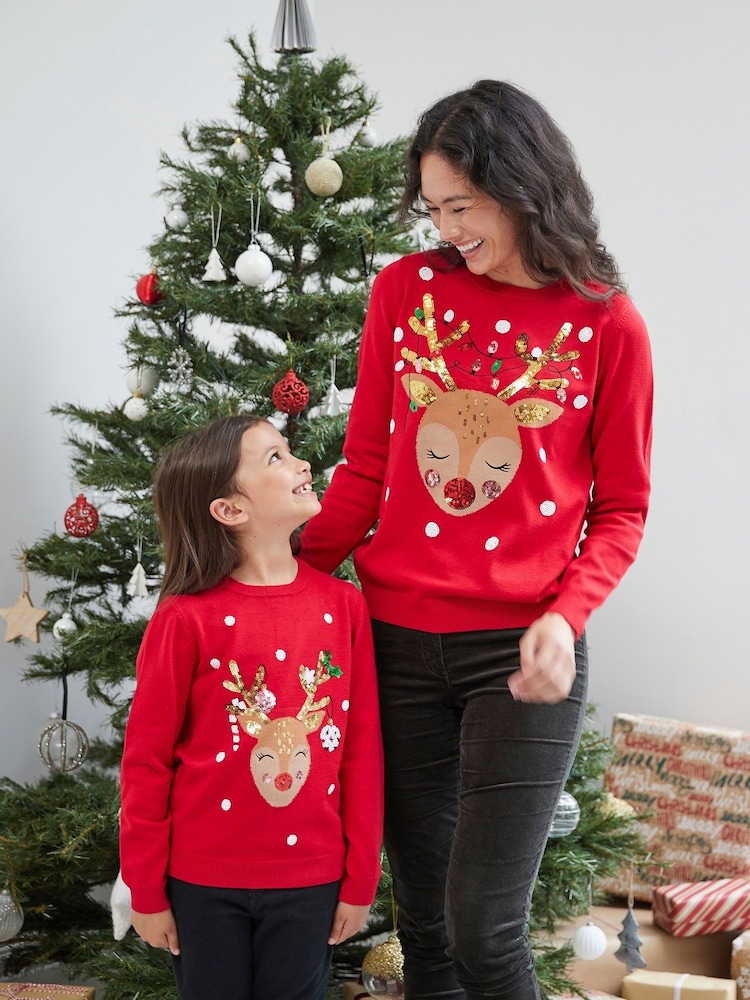 Society 8 Red Womens Vixen Christmas Jumper - Image 1 of 4