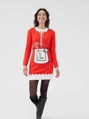 Society 8 Red Womens Christmas Jumper Dress - Image 2 of 3