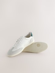 White Smart Casual Lace-Up Trainers with Suede Trim - Image 5 of 7