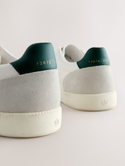 White Smart Casual Lace-Up Trainers with Suede Trim - Image 6 of 7
