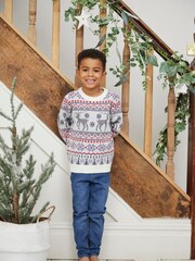 Society 8 Grey Boys Fairisle Christmas Jumper - Image 1 of 4