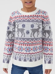 Society 8 Grey Boys Fairisle Christmas Jumper - Image 2 of 4