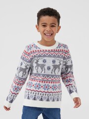 Society 8 Grey Boys Fairisle Christmas Jumper - Image 3 of 4