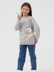 Society 8 Grey Girls Magic Christmas Jumper - Image 3 of 3
