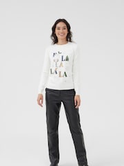 Society 8 White Womens Fa La La Christmas Jumper - Image 2 of 3