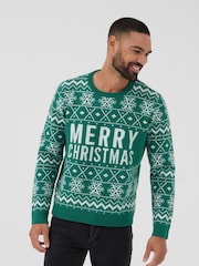 Society 8 Green Mens Festive Christmas Jumper - Image 3 of 3