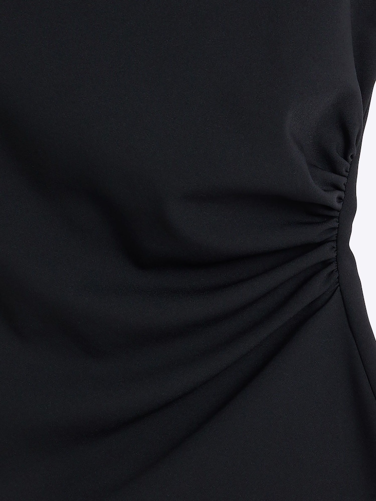 River Island Black Ruched Asymmetric Top - Image 4 of 4