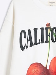 River Island Cream Cherry Graphic 100% Cotton Sweatshirt - Image 4 of 4