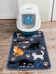 Pet Rebellion Blue Grey Multi Purpose Cat Rug Can Be Used As A Food Mat O Rug - Image 1 of 2