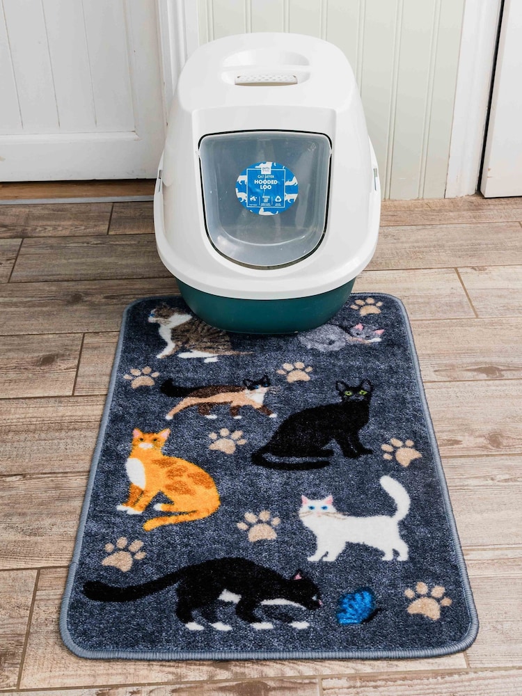 Pet Rebellion Blue Grey Multi Purpose Cat Rug Can Be Used As A Food Mat O Rug - Image 1 of 2