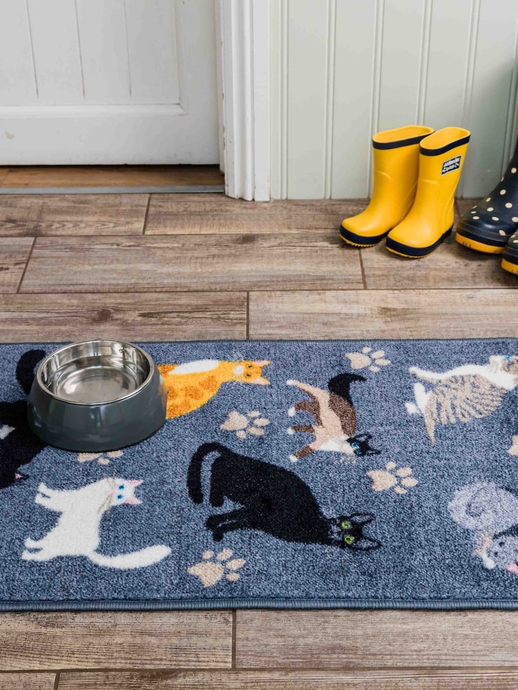 Pet Rebellion Blue Grey Multi Purpose Cat Rug Can Be Used As A Food Mat O Rug - Image 2 of 2