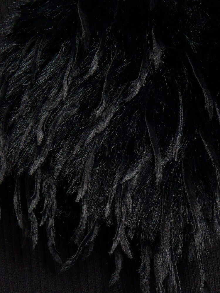 River Island Black Faux Feather Cuff Knitted Top - Image 6 of 6