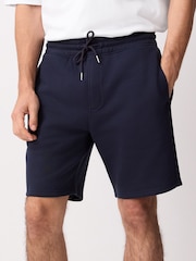 Navy Brushed Jersey Zip Pocket Shorts - Image 1 of 8