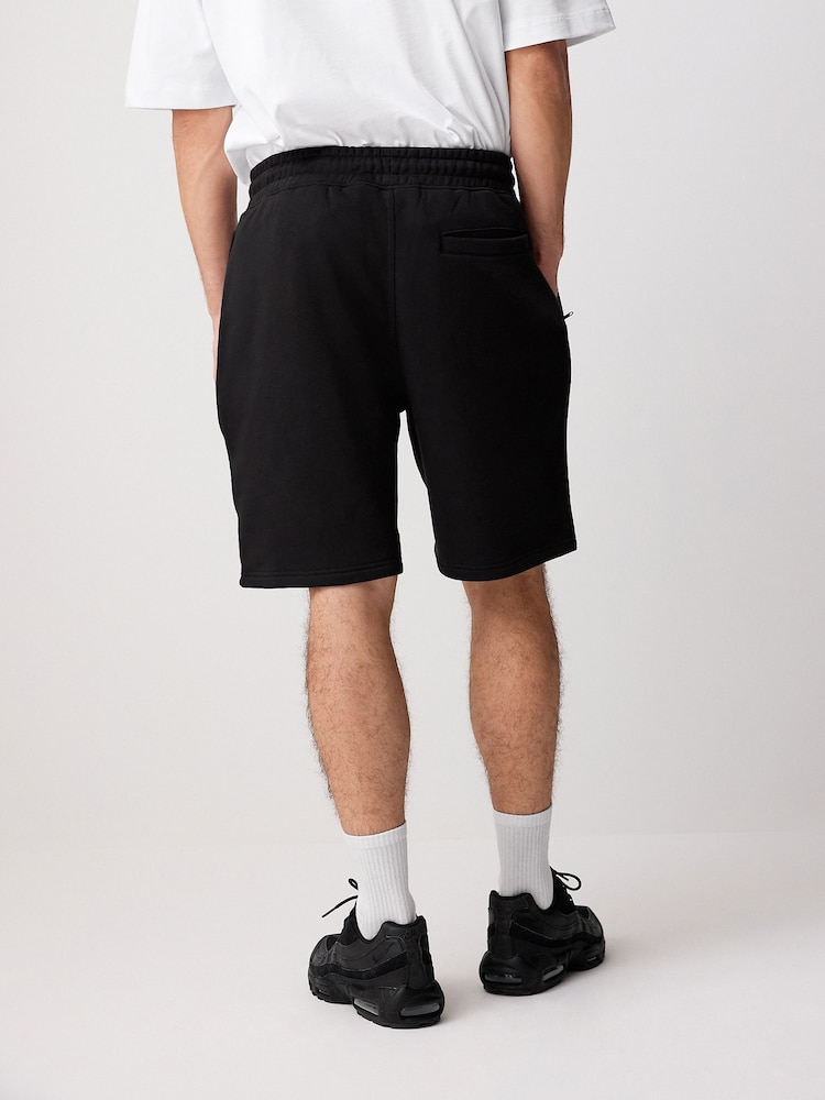 Zwart - Geborstelde jersey shorts met ritszakken - Image 4 of 11