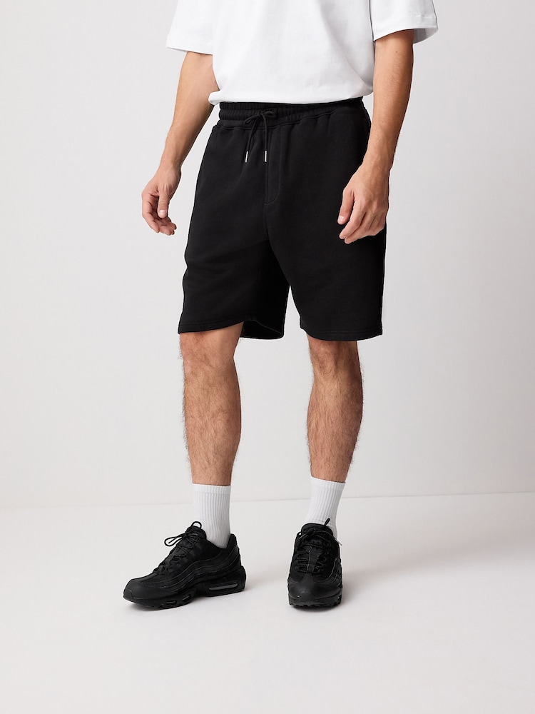 Zwart - Geborstelde jersey shorts met ritszakken - Image 5 of 11