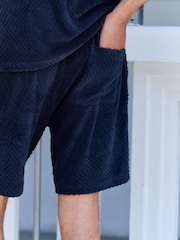 Azul marino - Patterned Towel Jersey Shorts - Imagen 4 de 9