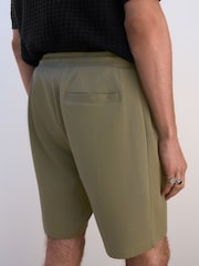 Khaki Green Pintuck Zip Pocket Jersey Shorts - Image 2 of 6