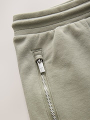 Khaki Green Pintuck Zip Pocket Jersey Shorts - Image 4 of 6