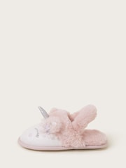 Monsoon Pink Unicorn Butterfly Faux Fur Sliders - Image 2 of 4